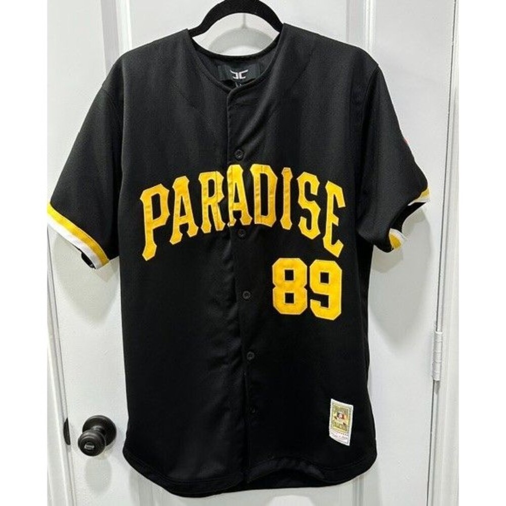 Jordan Craig See You In Paradise 89 Black Gold Button Baseball Jersey Mens L